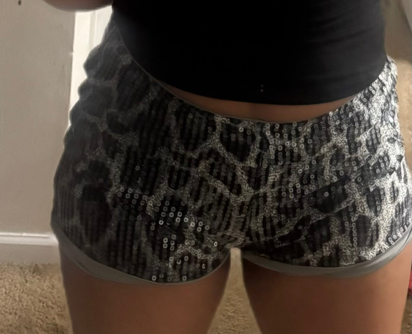 Leopard Print Sequin Shorts